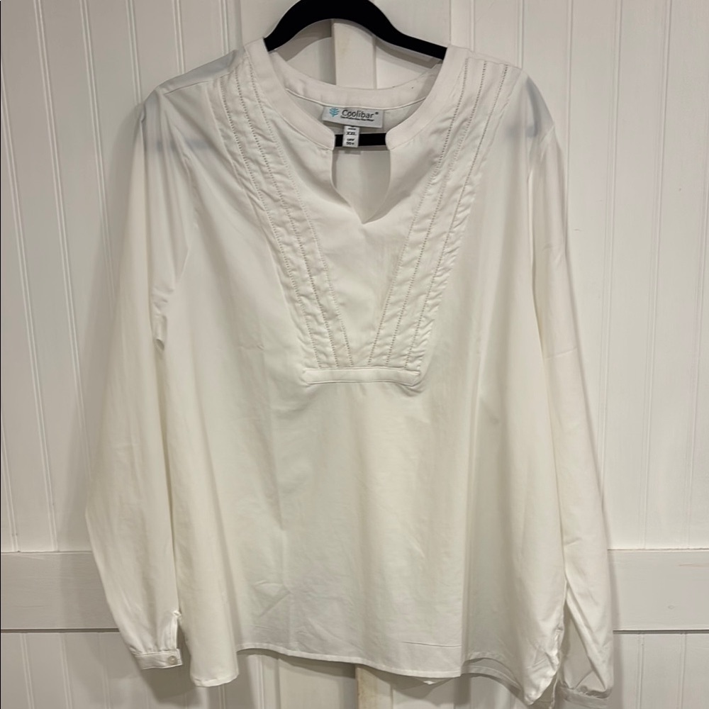 Coolibar long sleeve, ultra soft White, V-neck UPF 50+ Top size XXL